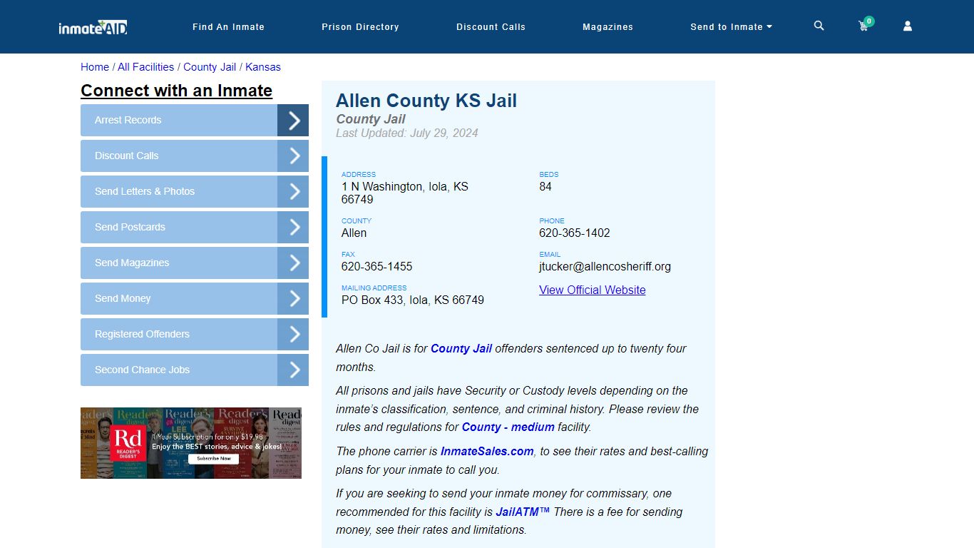 Allen County KS Jail - Inmate Locator